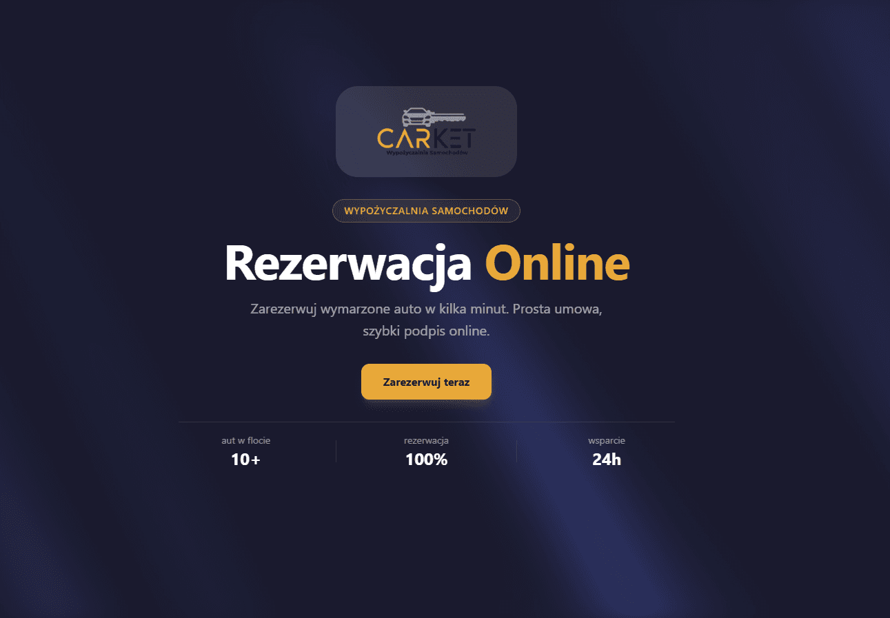 Strona rezerwacji Carket utworzona w systemie Flotnik